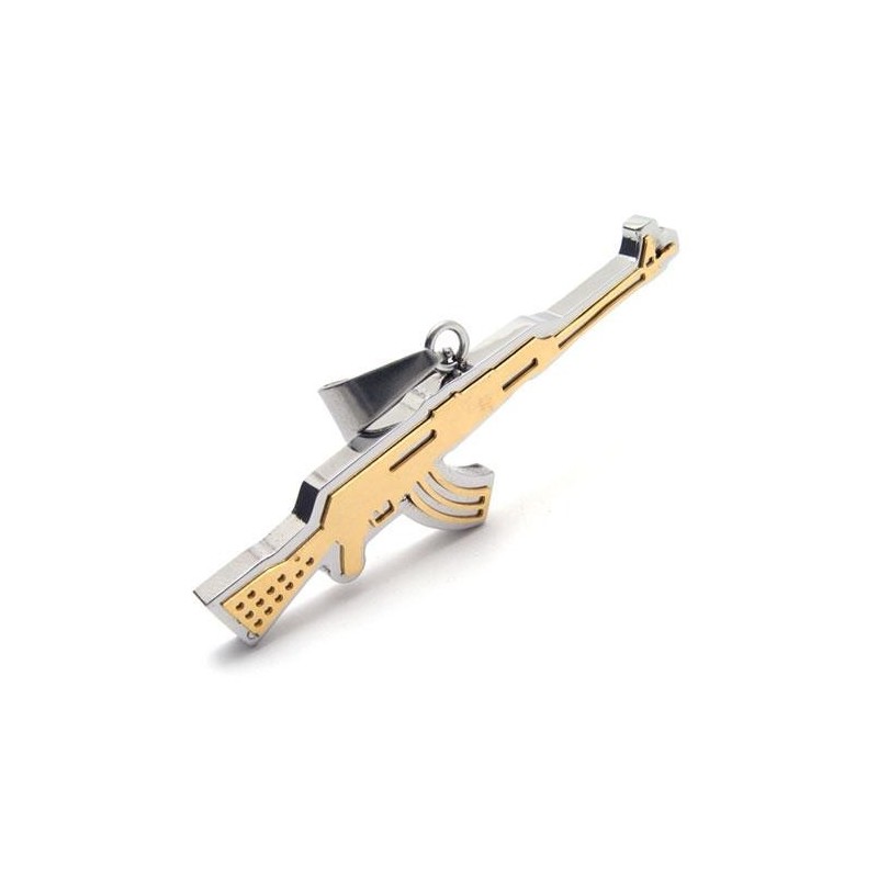 Heren Gouden Ak47 Geweer Hanger Ketting Van Puur Titanium Heren Gouden Ak47 Geweer Hanger Ketting Van Puur Titanium