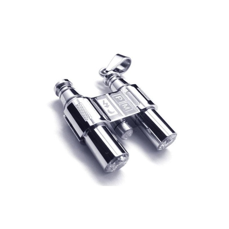 Zilveren Telescoop Hanger Ketting Voor Heren Van Zuiver Titanium