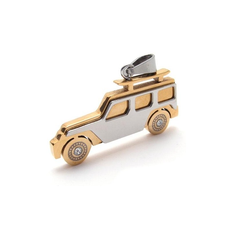 Heren Gouden Jeep Hanger Ketting Van Puur Titanium