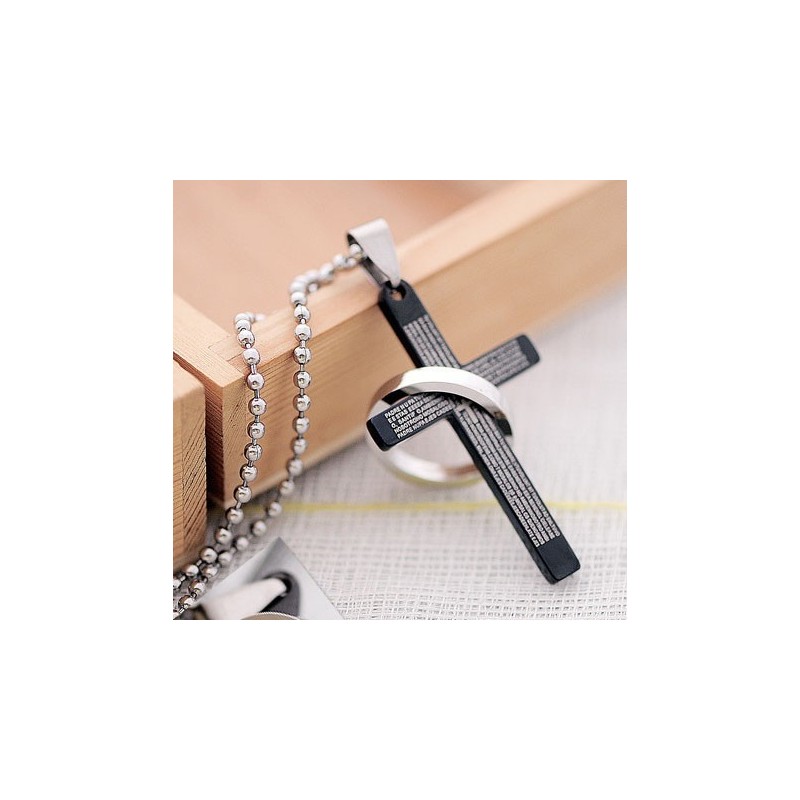 Klassieke Zwarte Heilige Bijbel Titanium Kruishanger Voor Heren Klassieke Zwarte Heilige Bijbel Titanium Kruishanger Voor Heren