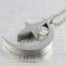 Maan En Ster Met Zirkoon Titanium Kettinghanger