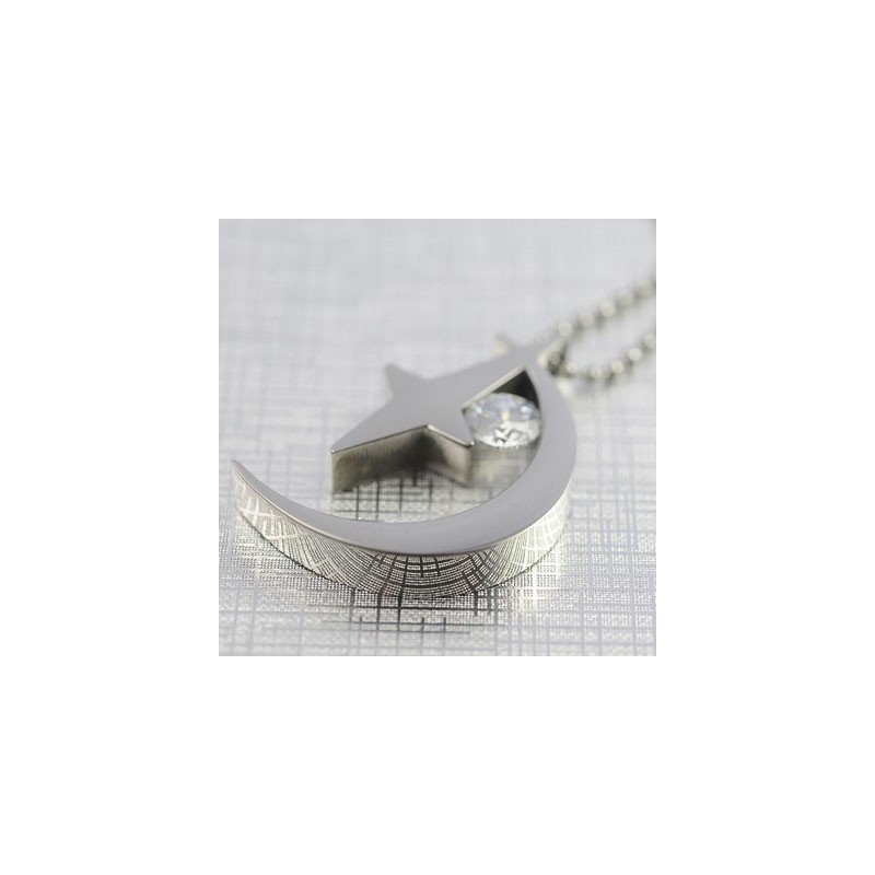 Maan En Ster Met Zirkoon Titanium Kettinghanger Maan En Ster Met Zirkoon Titanium Kettinghanger
