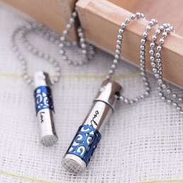 Mode Blauwe Sweetheart Lovers Titanium Ketting Hanger