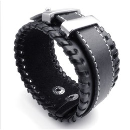 Deft Design Delicate Kleuren Uitstekende Kwaliteit Titanium Leren Bangle
