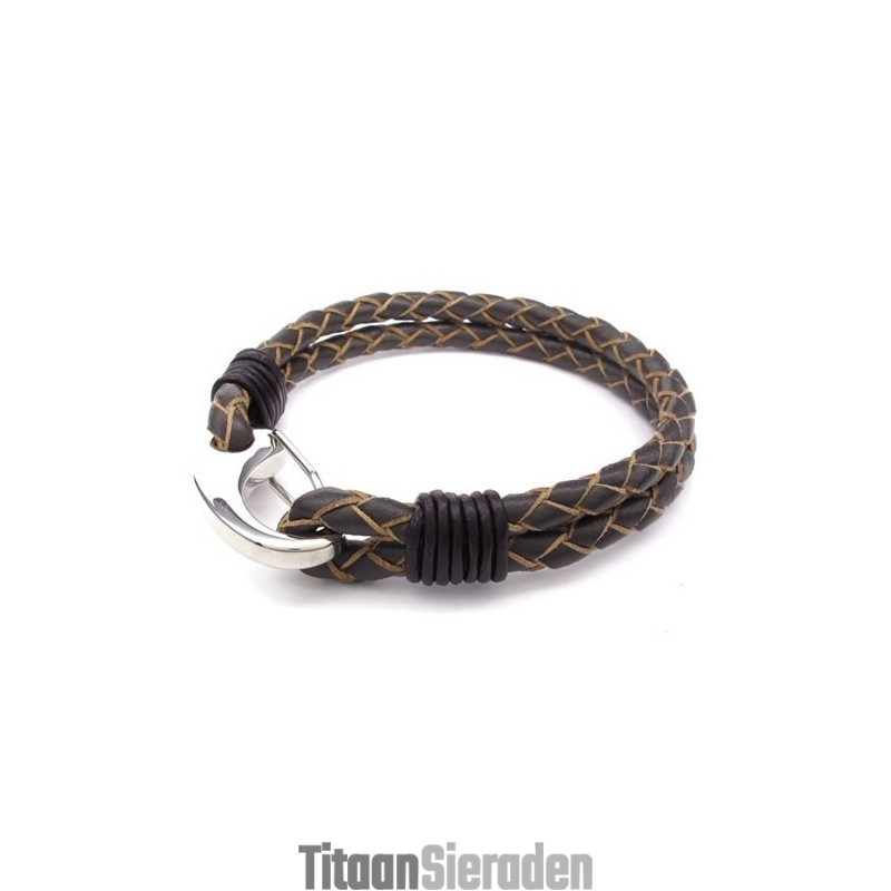 Deft Design Delicate Kleuren Uitstekende Kwaliteit Titanium Leren Bangle