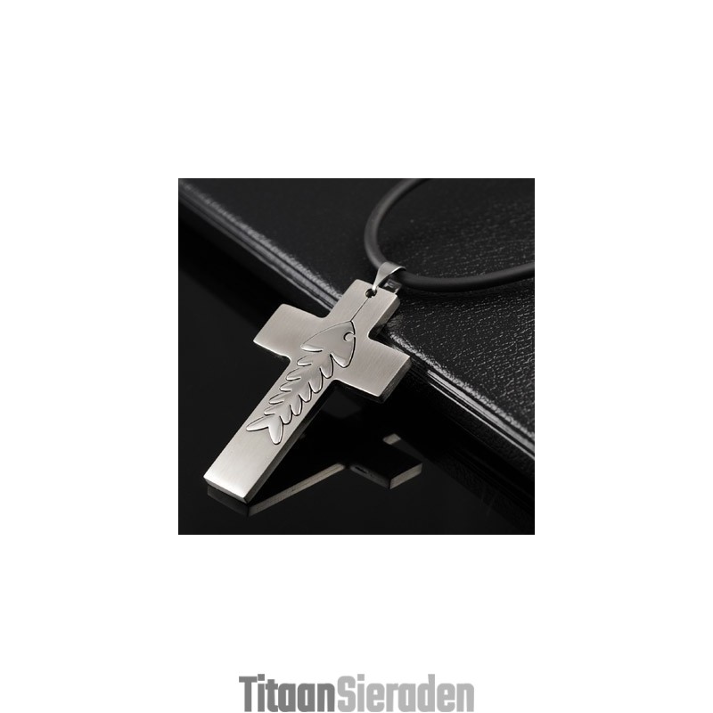 Mode Visgraat Titanium Kruis Ketting Hanger