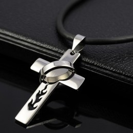 Jongens Vlam Titanium Kruis Ketting Hanger