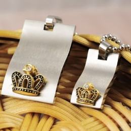 Titanium Kettingen Met Hangers En Gouden Kroon Voor Geliefden