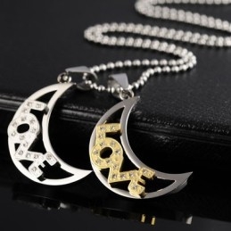 Love The Moon Sweetheart Lovers Titanium Kettingen Hangers