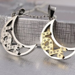 Love The Moon Sweetheart Lovers Titanium Kettingen Hangers