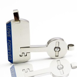 Titanium Kettinghanger Met Slot En Sleutel Voor Geliefden