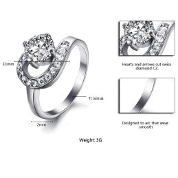 Hoogwaardige Dames Titanium Ring Met Strass