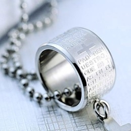 Mode Cadeau Ring En Kruis Titanium Ketting Hanger