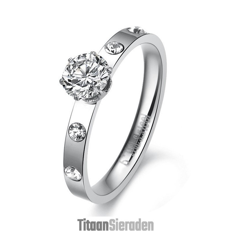 Kwaliteit En Kwantiteit Gegarandeerde Vrouwelijke Titanium Ring Met Strass
