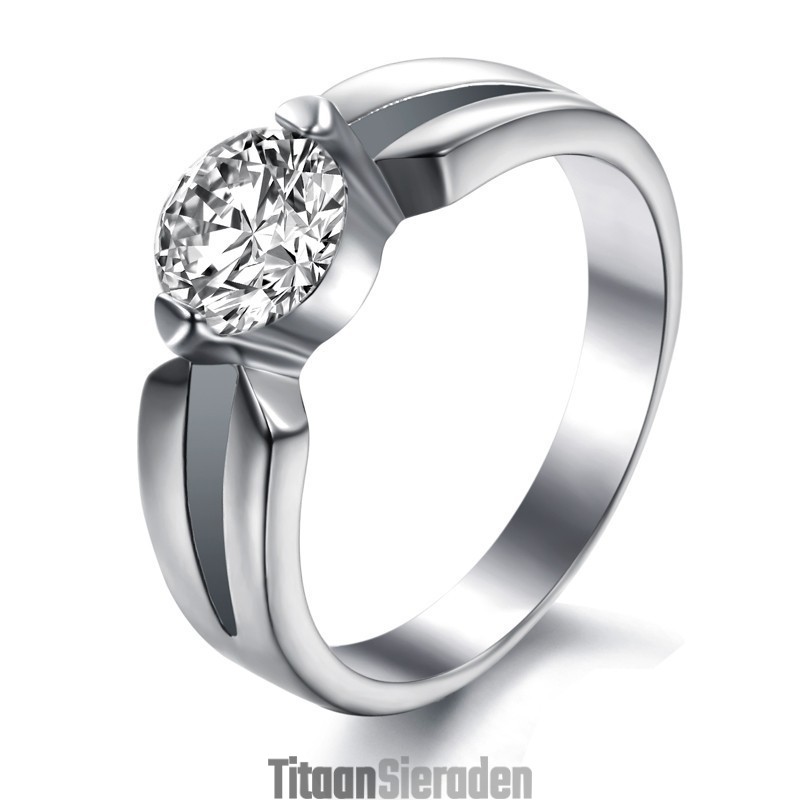 Betrouwbare Reputatie Vrouwelijke Titanium Ring Met Strass