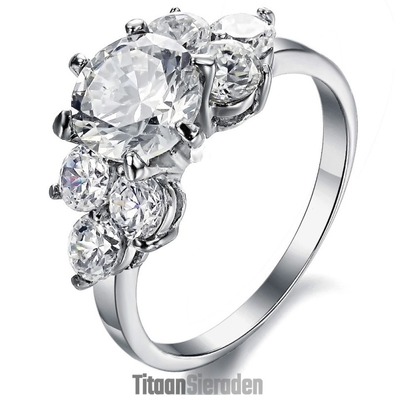 Hoogwaardige Titanium Ring Met Strass