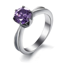 Goed Verkocht Over De Hele Wereld: Dames Titanium Ring Met Paarse Diamant
