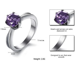 Goed Verkocht Over De Hele Wereld: Dames Titanium Ring Met Paarse Diamant