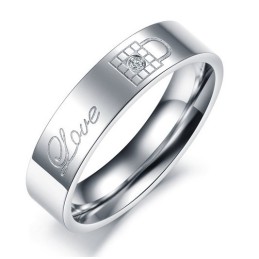 Hoogwaardige Titanium Ring Voor Geliefden Met Strass