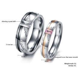 Titanium Ring Van Uitstekende Kwaliteit Voor Geliefden Met Strass