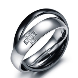 Stabiele Kwaliteit Kruis Titanium Ring Voor Geliefden Met Diamant