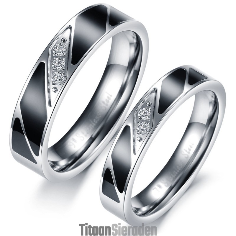 Hoogwaardige Titanium Ring Voor Geliefden Met Diamant