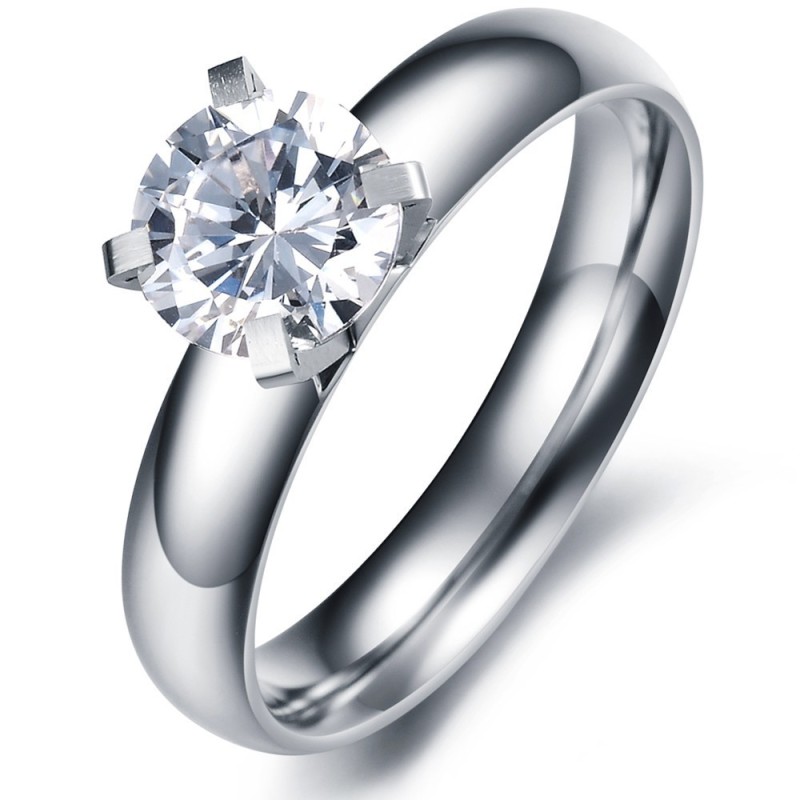 Duurzame Vrouwelijke Titanium Ring Met Strass Duurzame Vrouwelijke Titanium Ring Met Strass