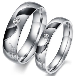 Hoogwaardige Zwarte Titanium Ring Voor Geliefden Met Diamant