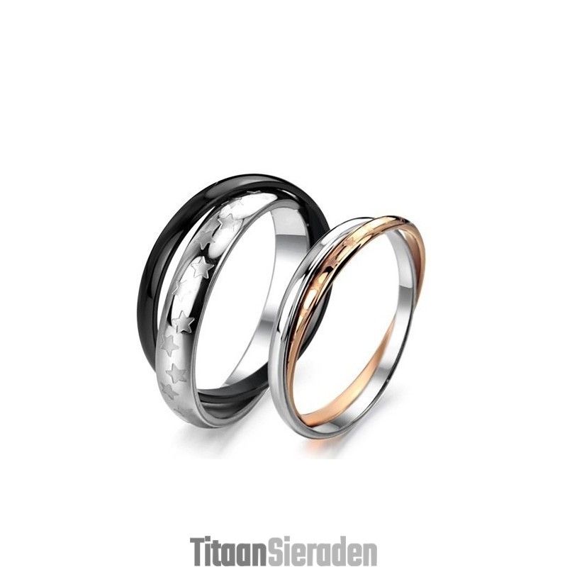 Breed Scala Aan Persoonlijkheid Titanium Ring Voor Geliefden