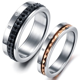 Uitstekende Kwaliteit Eindeloze Liefde Titanium Ring Voor Geliefden Met Strass