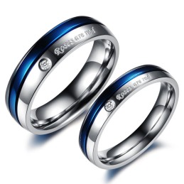 Betrouwbare Reputatie Witte En Blauwe Titanium Ring Voor Geliefden Met Diamant