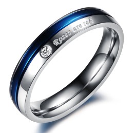 Betrouwbare Reputatie Witte En Blauwe Titanium Ring Voor Geliefden Met Diamant
