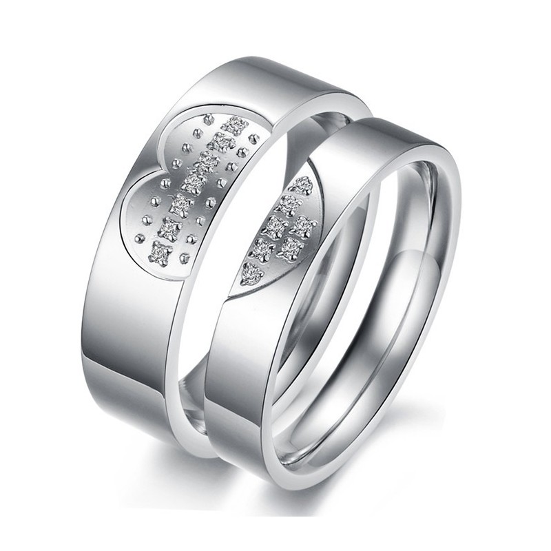 Hoogwaardige Titanium Ring Met Strass Steentjes Voor Geliefden