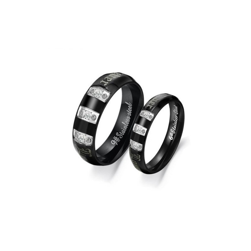 Compleet In Specificaties Zwarte Titanium Ring Voor Geliefden Met Strass Compleet In Specificaties Zwarte Titanium Ring Voor Geliefden Met Strass
