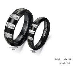 Compleet In Specificaties Zwarte Titanium Ring Voor Geliefden Met Strass