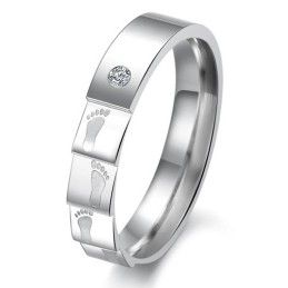 Hoogwaardige Gelaagde Titanium Ring Voor Geliefden Met Strass