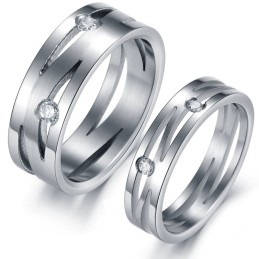 Stabiele Kwaliteit Labyrint Titanium Ring Voor Geliefden Met Strass