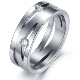 Stabiele Kwaliteit Labyrint Titanium Ring Voor Geliefden Met Strass