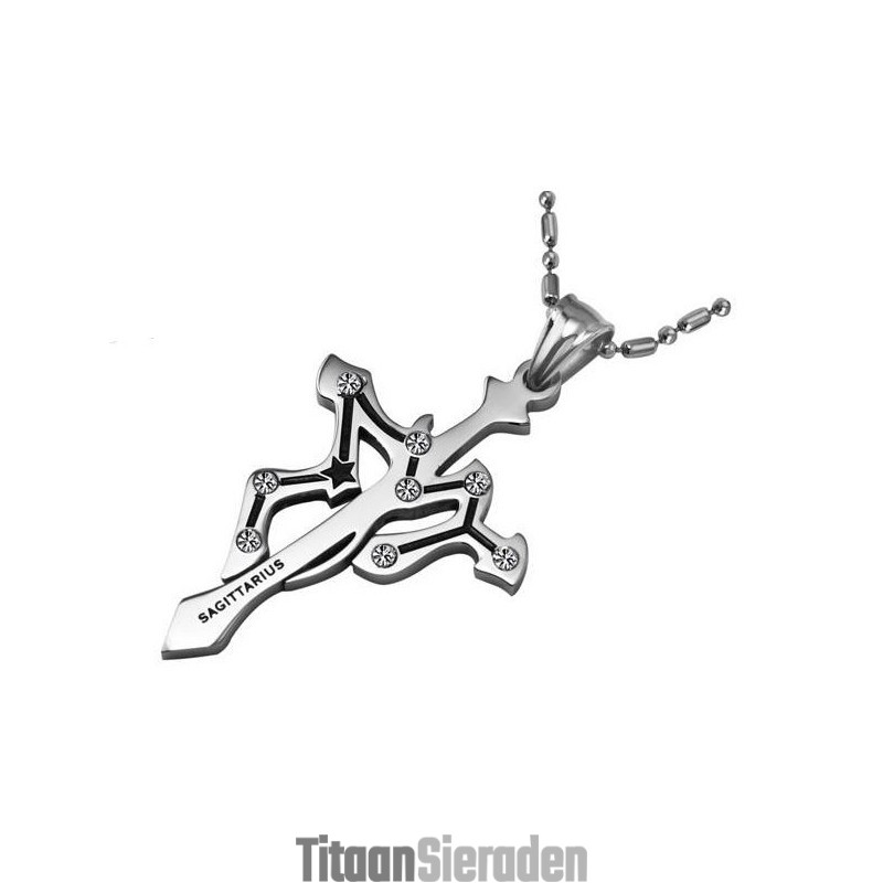 Om Een Lang Verhaal Te Hebben Boogschutter Titanium Ketting Om Een Lang Verhaal Te Hebben Boogschutter Titanium Ketting