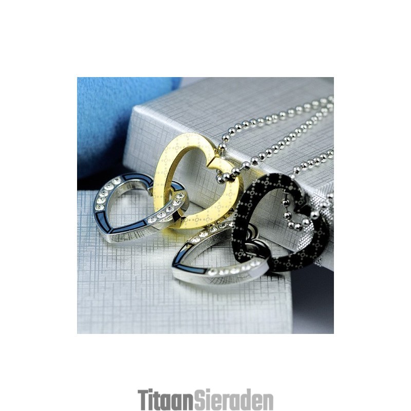 Modepaar Met Een Hartvormige Titanium Hanger En Ketting (Één Paar) Modepaar Met Een Hartvormige Titanium Hanger En Ketting (Één Paar)