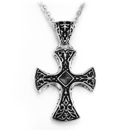 Breed Scala Aan Kruis Titanium Ketting