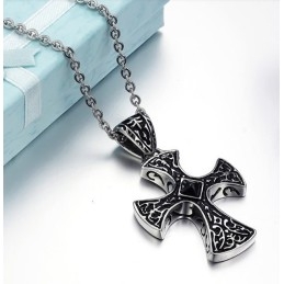 Breed Scala Aan Kruis Titanium Ketting