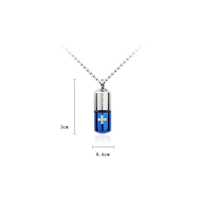 Blauwe Zilveren Pilhanger Met Kruis Van Puur Titanium Blauwe Zilveren Pilhanger Met Kruis Van Puur Titanium