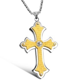 Compleet In Specificaties: Dames Kruis Titanium Ketting Met Strass