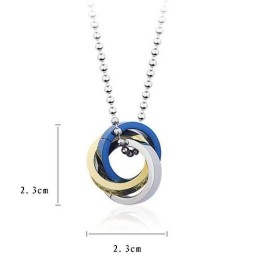 Mode Driekleurige Ringen Hanger En Titanium Ketting