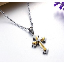 Breed Scala Aan Kruis Titanium Ketting