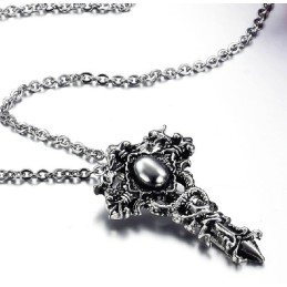 Breed Scala Aan Kruis Titanium Ketting