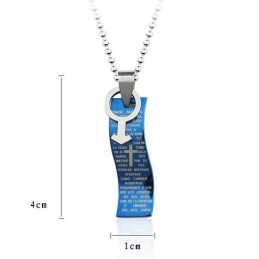 Blauwe Stijl Bijbelkruis Titanium Hanger En Ketting Symbolen Voor Mannen