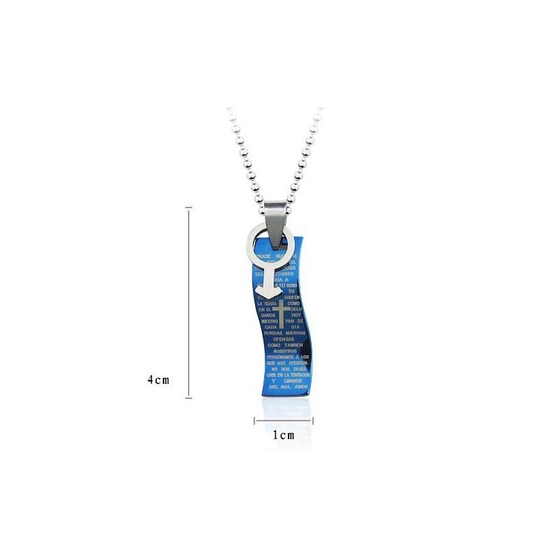 Blauwe Stijl Bijbelkruis Titanium Hanger En Ketting Symbolen Voor Mannen