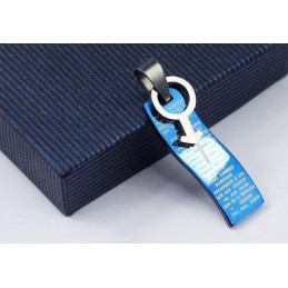 Blauwe Stijl Bijbelkruis Titanium Hanger En Ketting Symbolen Voor Mannen